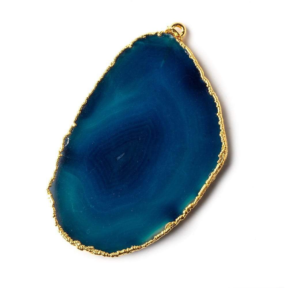 56x37mm Gold Leafed Aegean Blue Agate Focal Pendant 1 piece