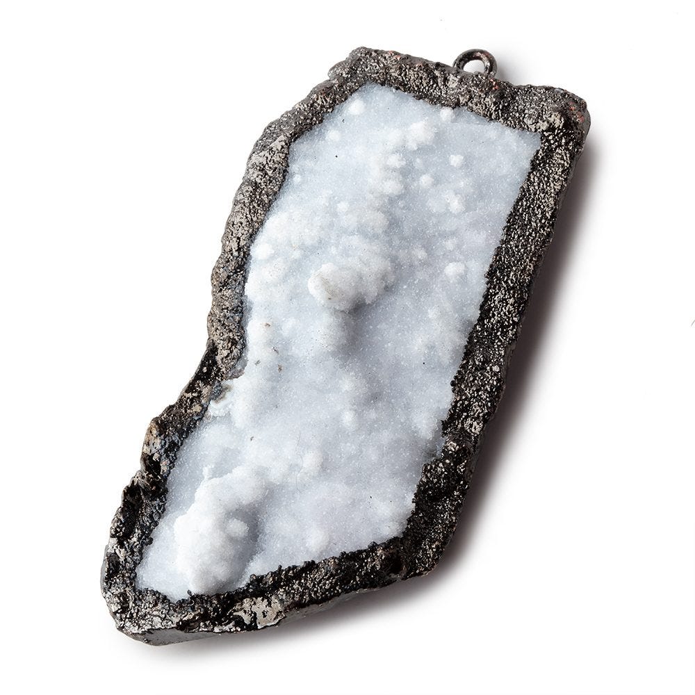 57x30mm Black Gold Leafed Gray Drusy Freeform Pendant 1 piece