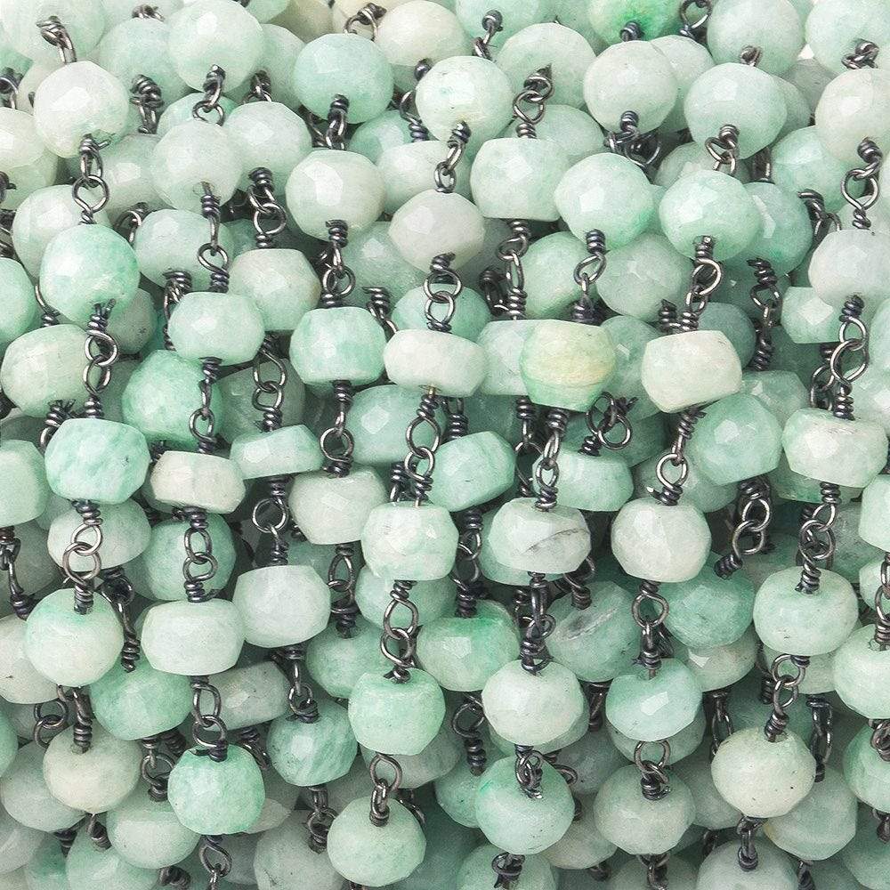 5mm Amazonite faceted rondelle Black Gold Chain by the foot 34 pieces