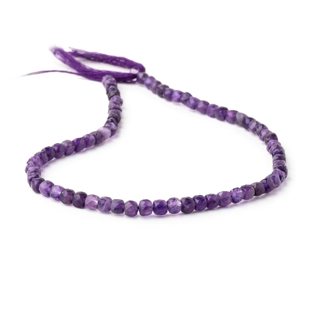 5mm Amethyst Micro Faceted Cube Beads 12 inch 70 pieces
