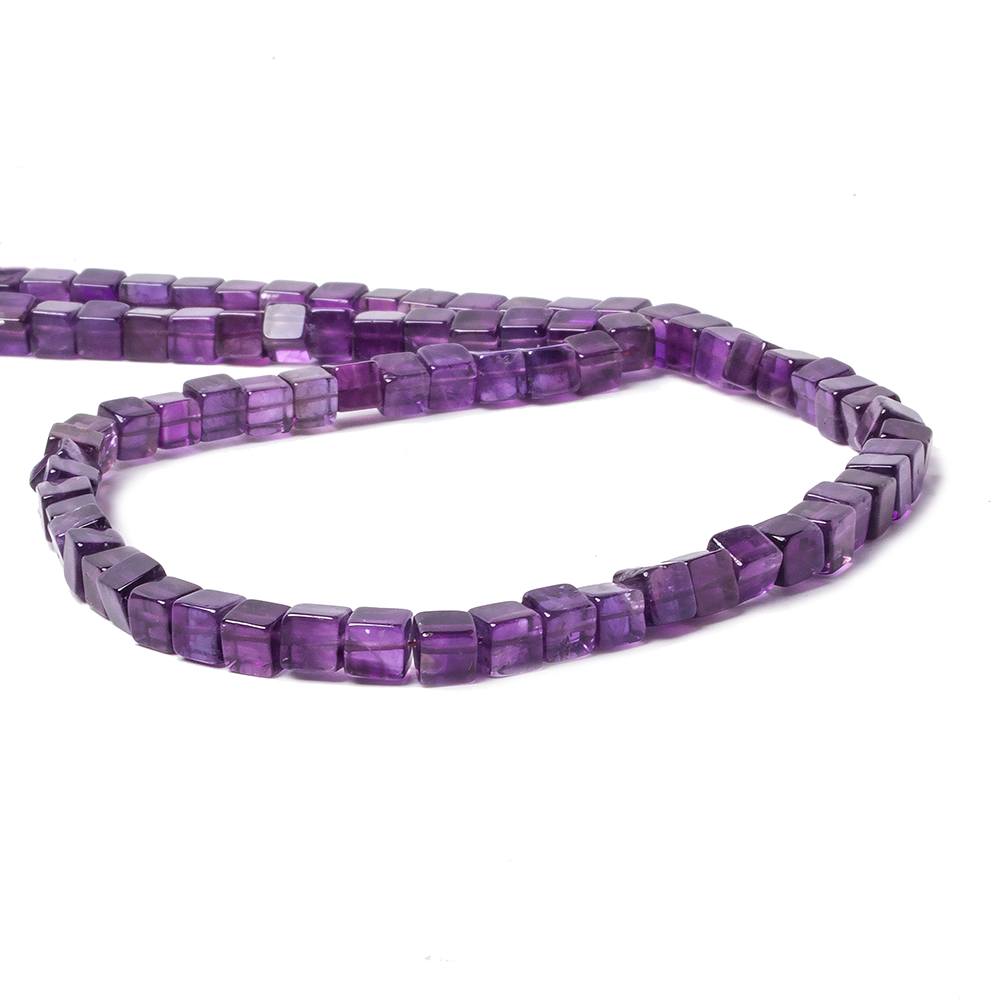 5mm Amethyst Plain Cube Beads 16 inch 83 pieces