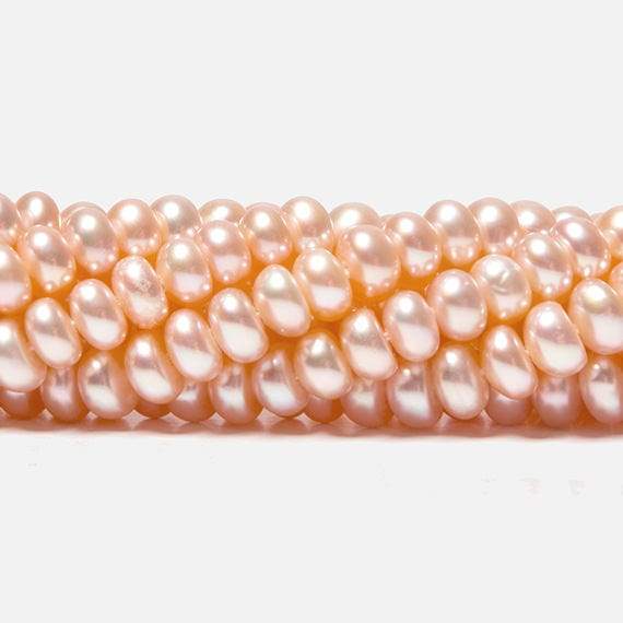 5mm Coral Cream Center Drilled Button Freshwater Pearls 15.5 inch 114 pieces