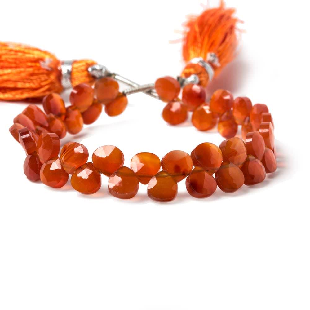 4mm Dark Carnelian faceted heart briolette beads 5 inch 44 pieces