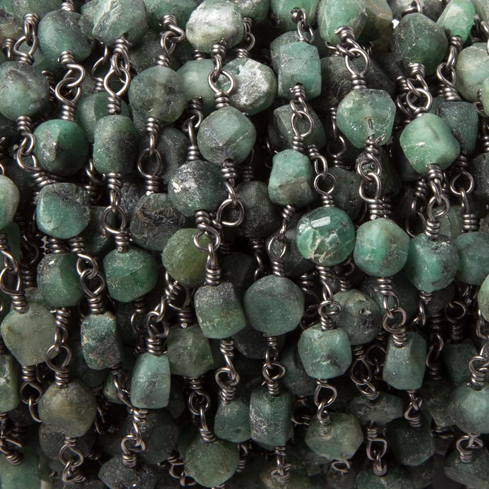 5mm Frosted Emerald plain coin Black Gold Chain by the foot 27 pcs