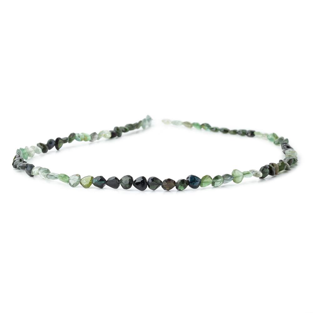 5mm Indicolite & Green Tourmaline Faceted Heart Beads 16 inch 78 pieces