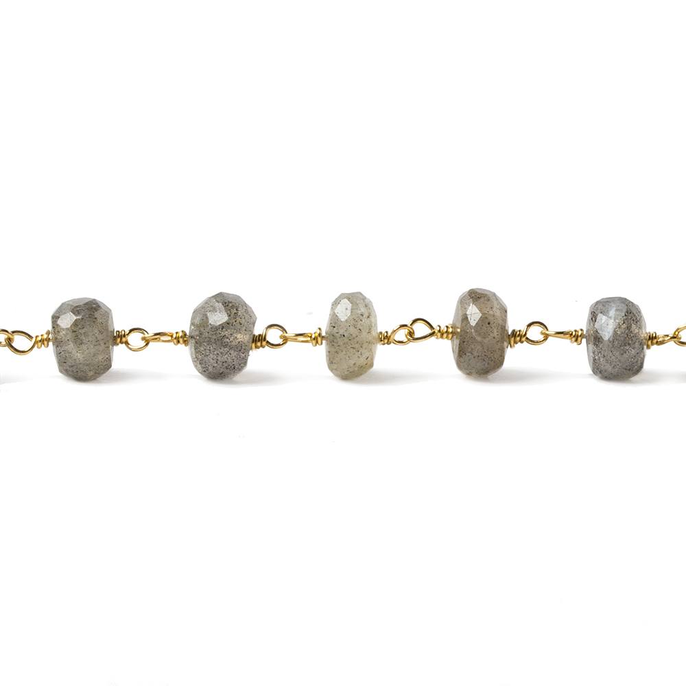 5mm Labradorite faceted rondelle Vermeil Chain by the foot 34 pieces