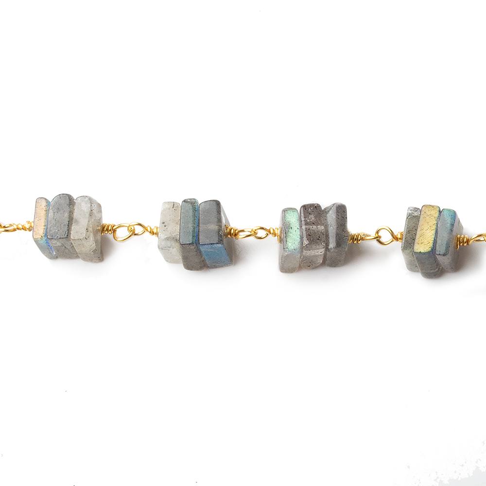 5mm Labradorite square heshi Vermeil Chain by the foot