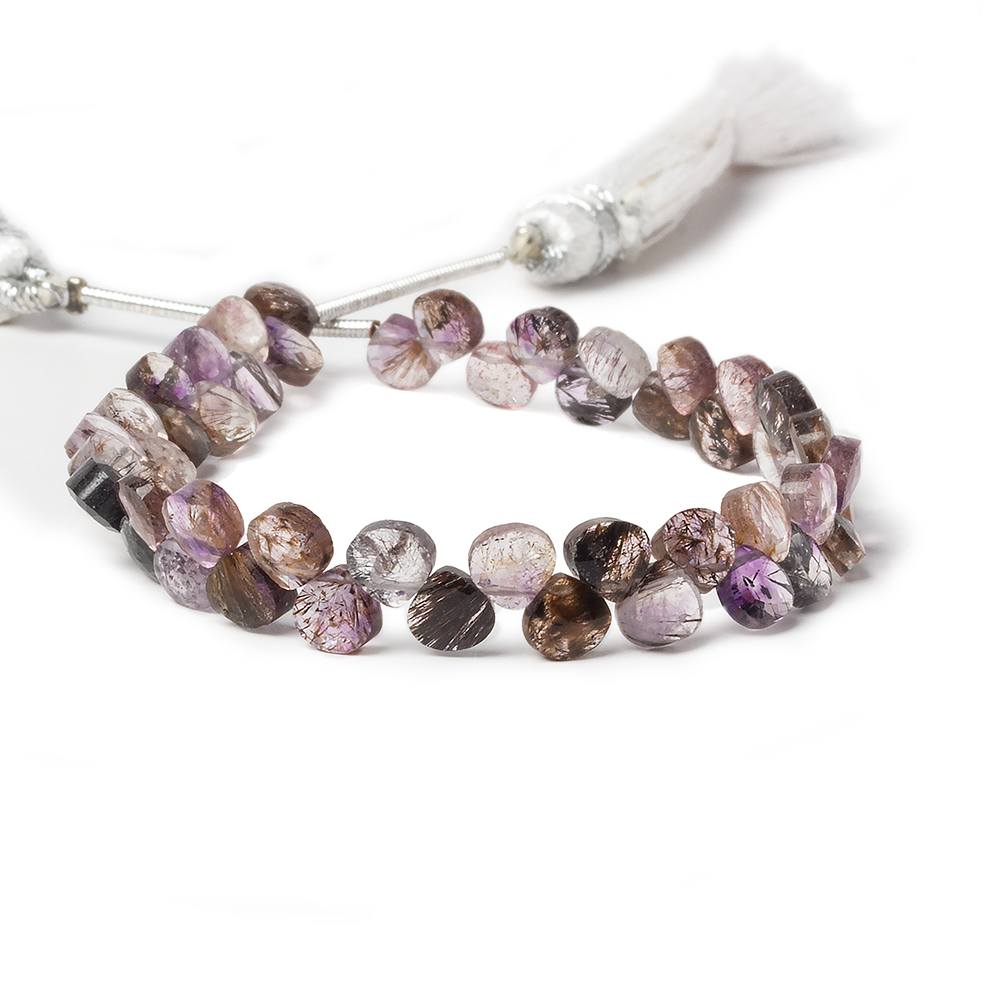 5mm Lepidocrocite faceted petite heart beads 6 inch 50 pieces