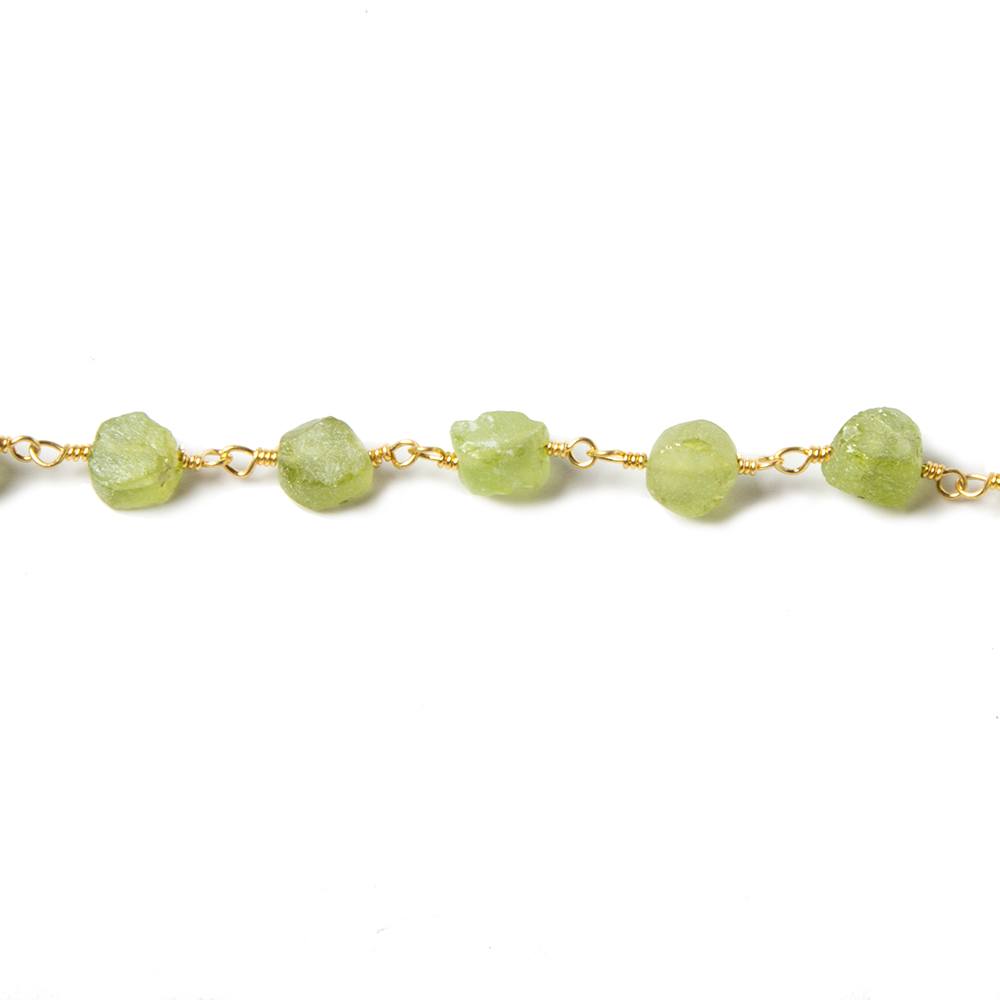 5mm Matte Peridot Coin Gold plated Chain by the foot 28 pcs