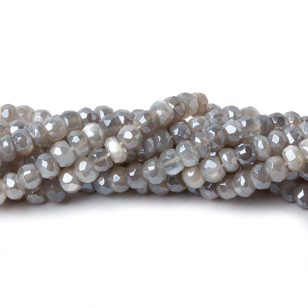 5mm Mystic Platinum Moonstone faceted rondelles 16 inch 100 beads A