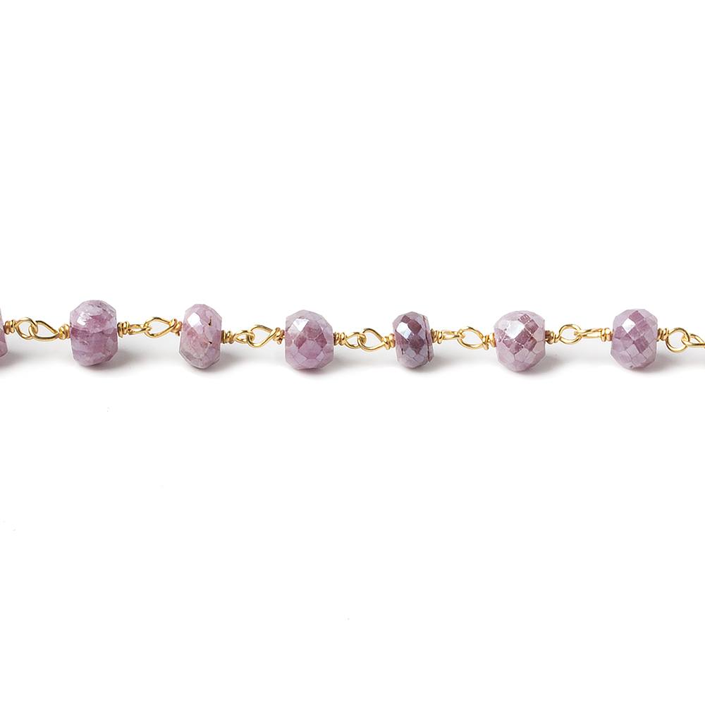 4mm Mystic Pink Sapphire rondelle Vermeil Chain 36 pieces per foot