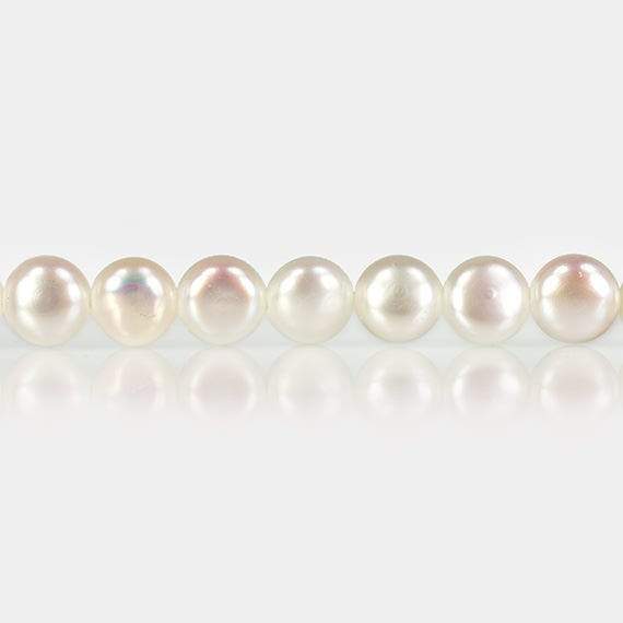 5mm White Button Freshwater Pearls, 15 inch