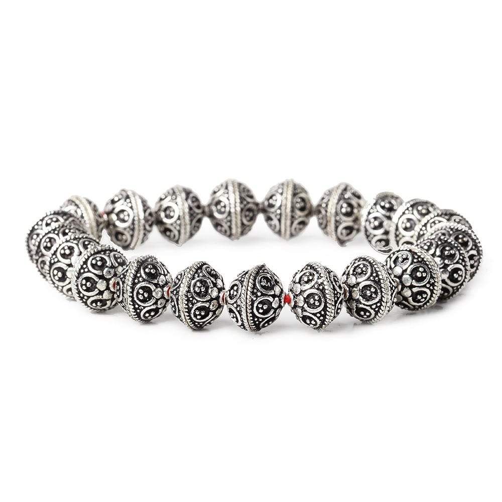 5x10mm Antiqued Sterling Silver Plated Copper Bead Cap Bali Design 8 inch 42 beads