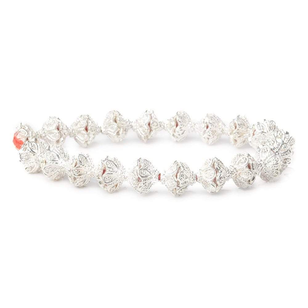 5x11mm Sterling Silver Plated Copper Flower With Twisted Bead Cap 8 inch 38 beads