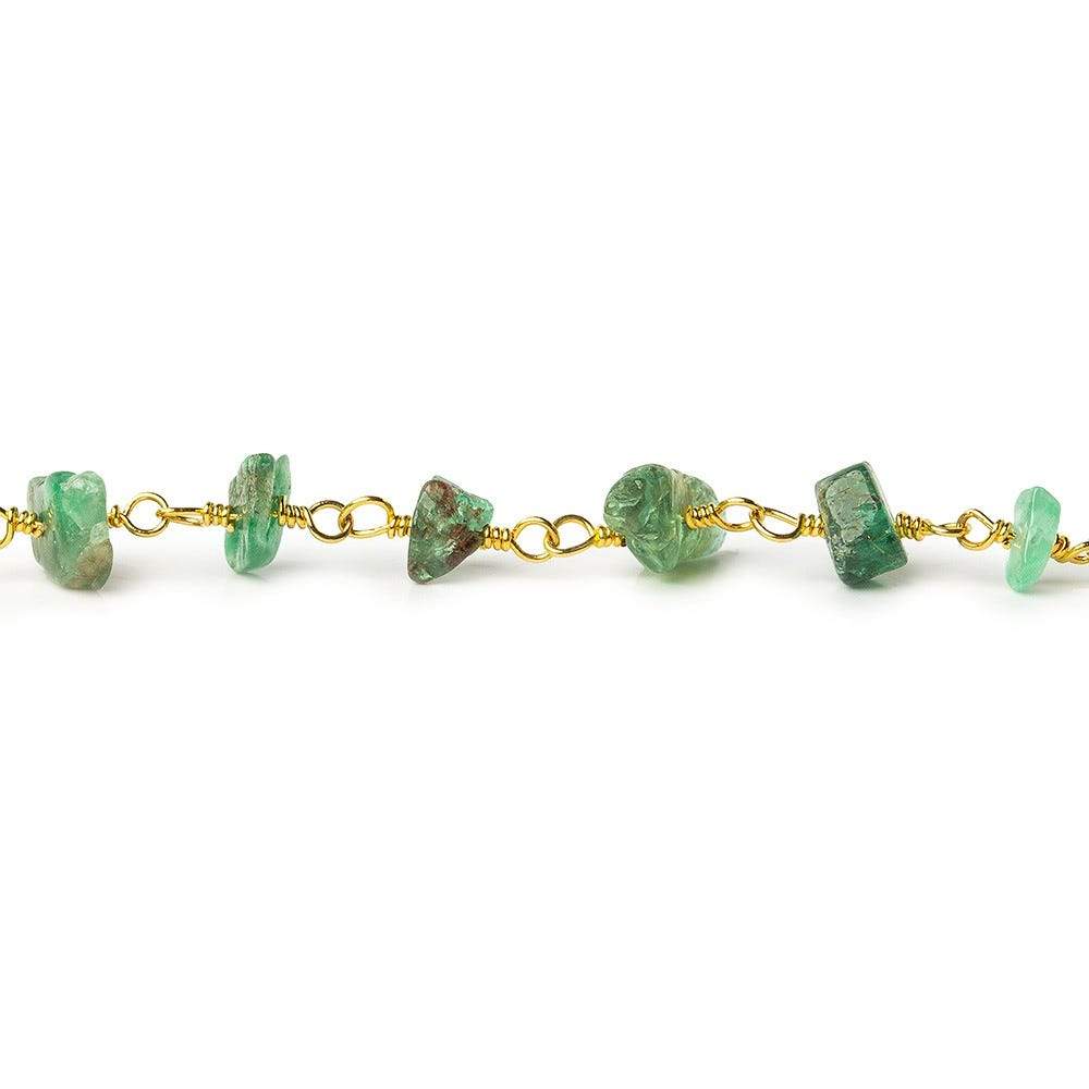 5x3-6x4mm Emerald chip nugget Vermeil Chain by the foot