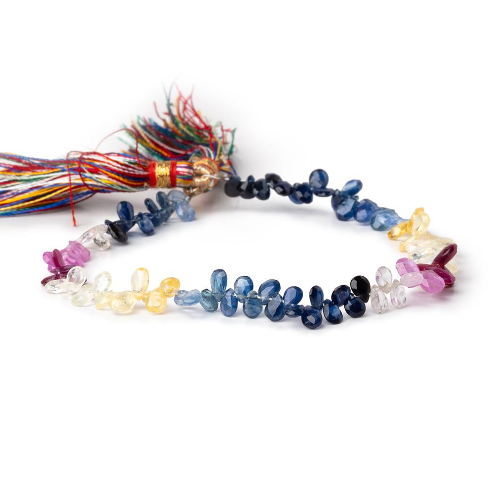 5x3-6x4mm Fancy Sapphire Faceted Pear Beads 8 inch 96 pieces AA