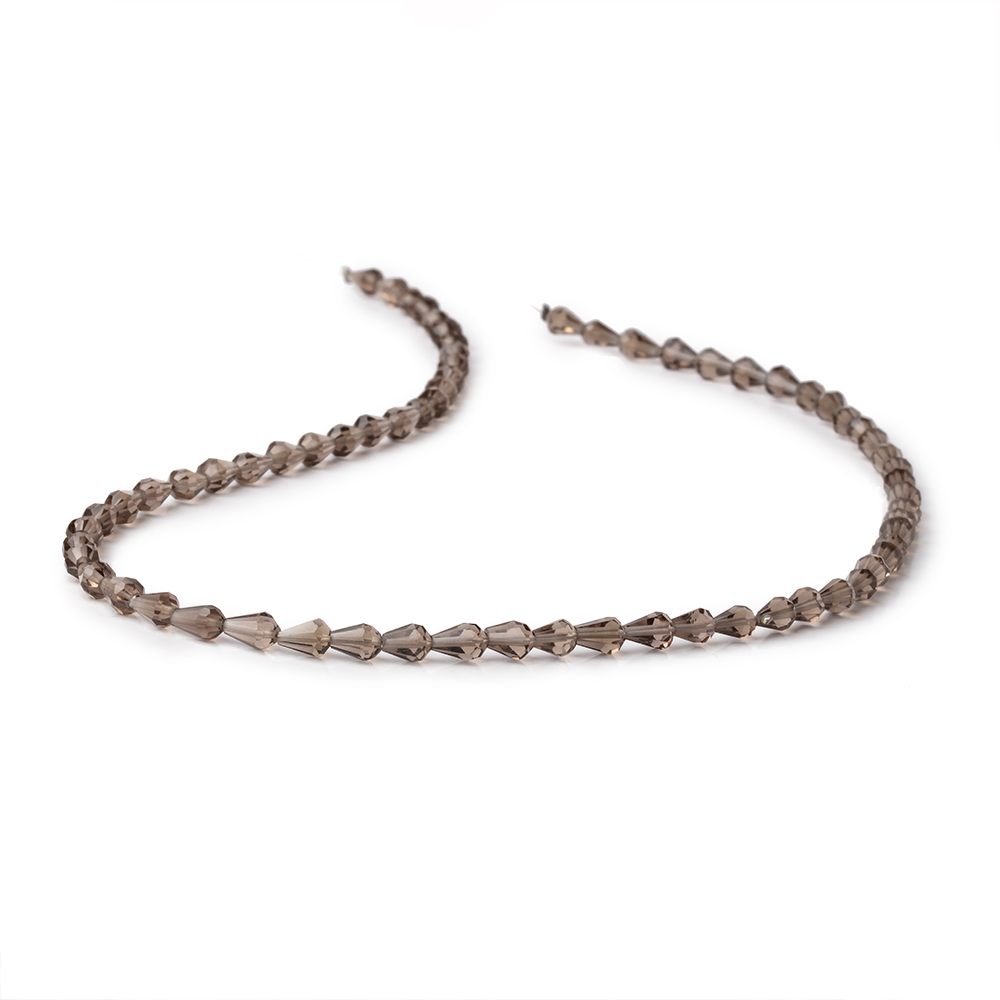 5x3-6x4mm Smoky Quartz Straight Drilled Faceted Tear Drops 14.5 inch 60 Beads