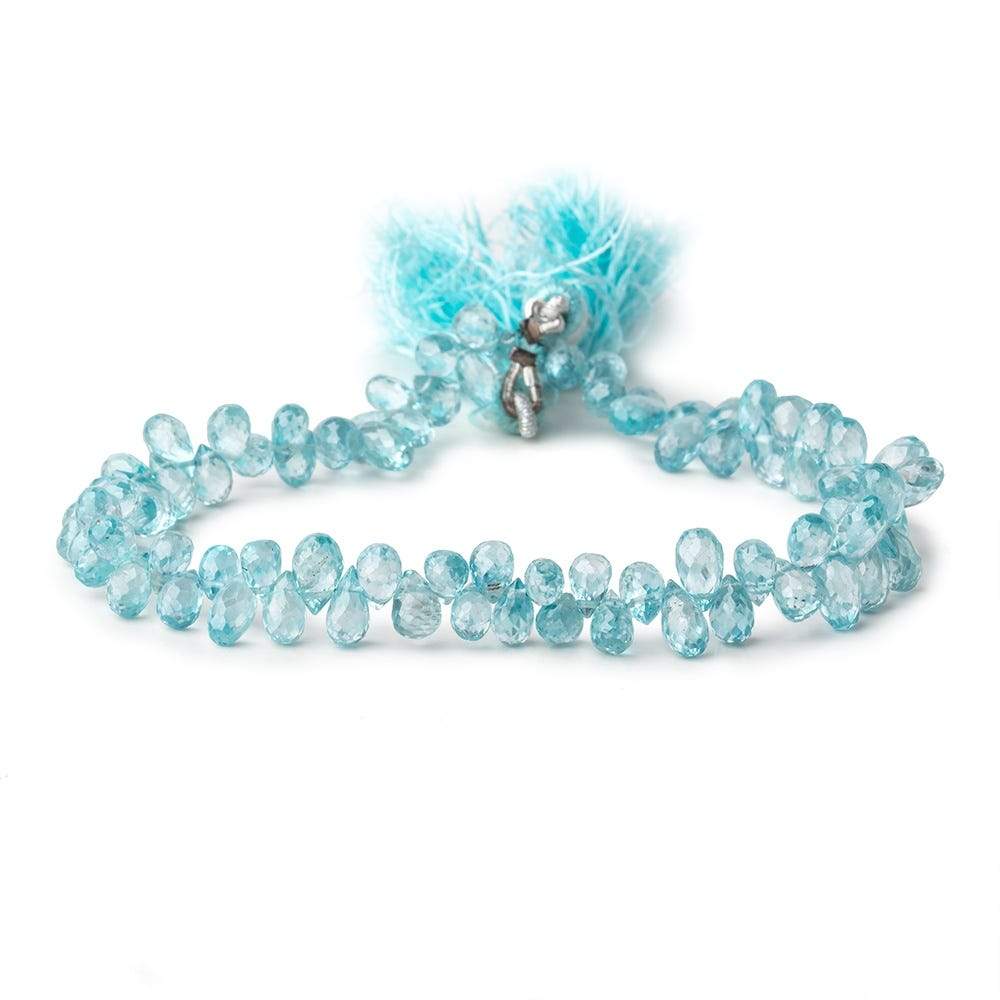 5x3-7x4mm Blue Zircon Faceted Tear Drop Beads 8 inch 85 pieces