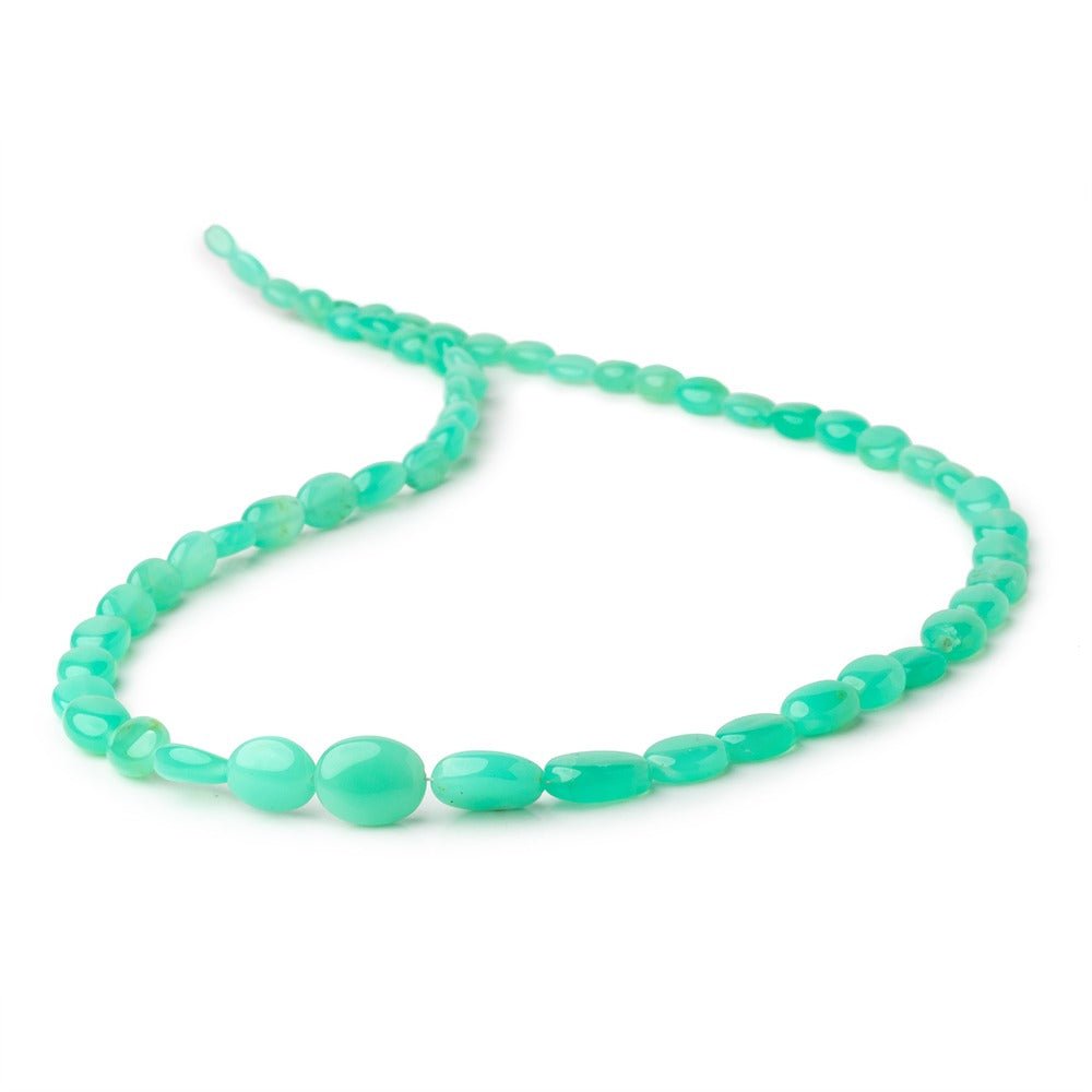 5x4-11x9mm Tanzanian Green Opal Plain Oval Beads 18 inch 57 pieces AAA