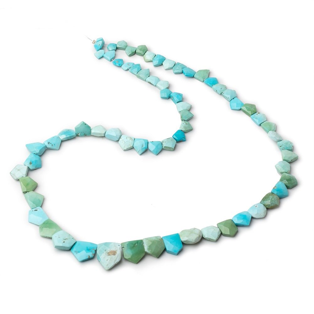 5x4-14x12mm Sleeping Beauty Turquoise Faceted Shield Beads 16 inch 66 pieces