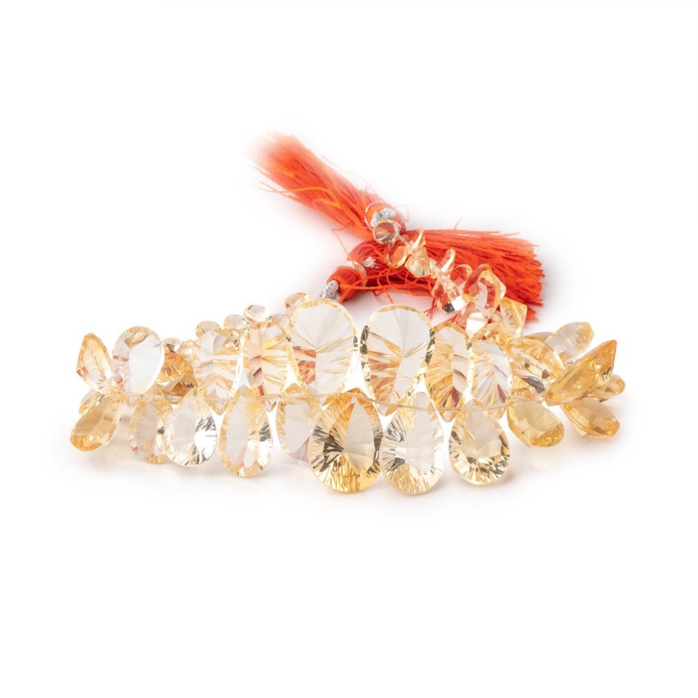 5x4-17x11mm Citrine Concave Faceted Pear Beads 8 inch 63 pieces AAA