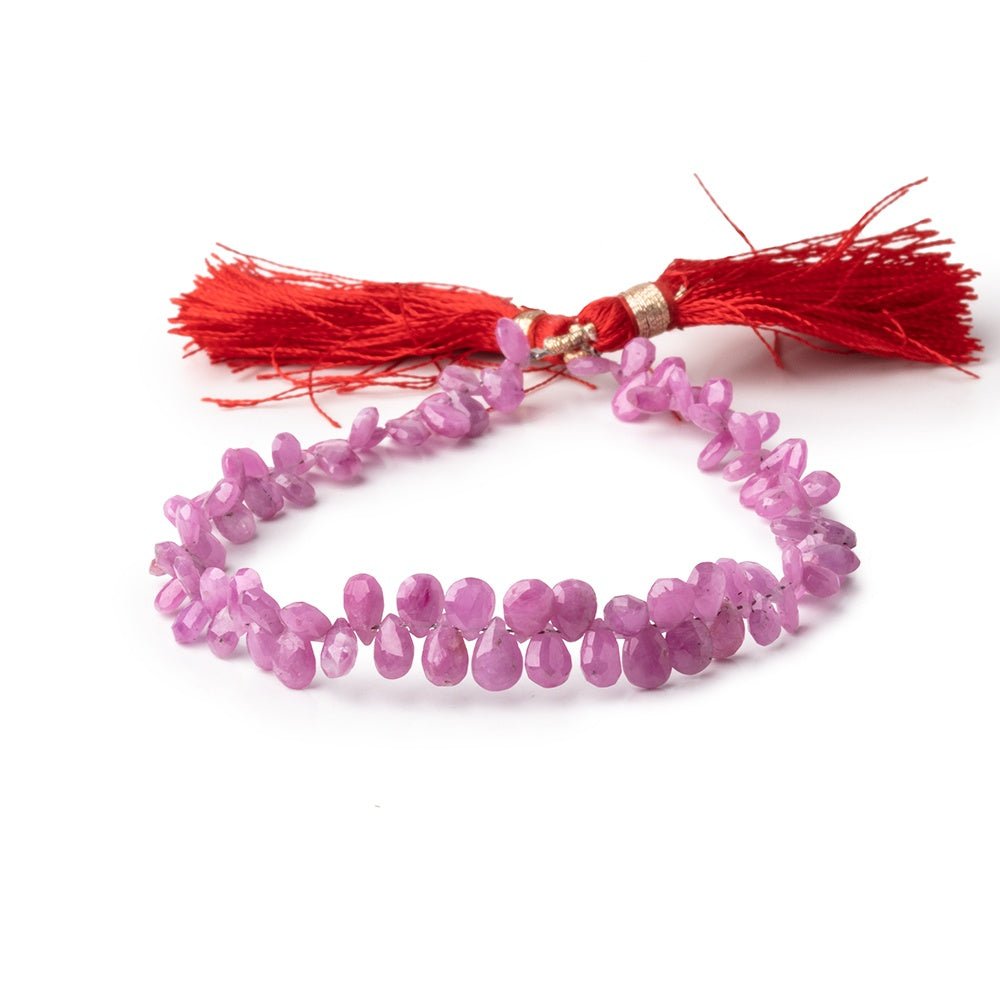 5x4-6.5x4mm Burmese Ruby Faceted Pear Beads 8 inch 90 pieces AA