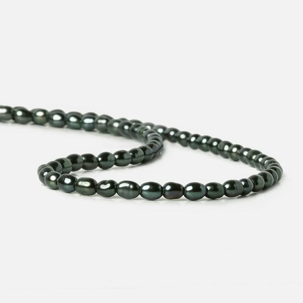 6x4mm Blue Green Peacock Large Hole Oval Freshwater Pearls 15inch 60 pcs