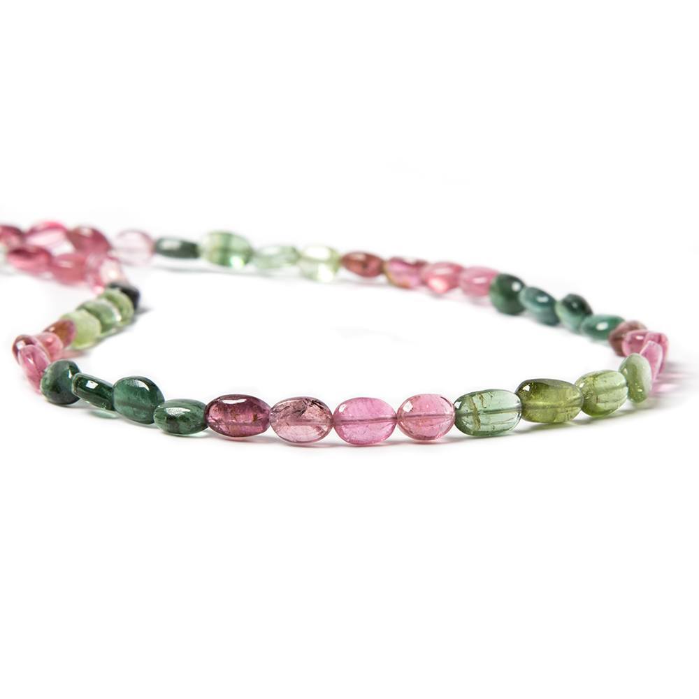 5x4-7x4mm Multi Color Tourmaline plain oval nugget beads 14 inch 53 pcs