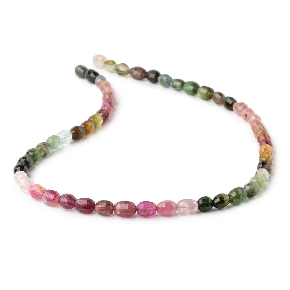 5x4.5-7x5mm Multi Color Tourmaline Faceted Oval Beads 13.5 inch 57 pieces