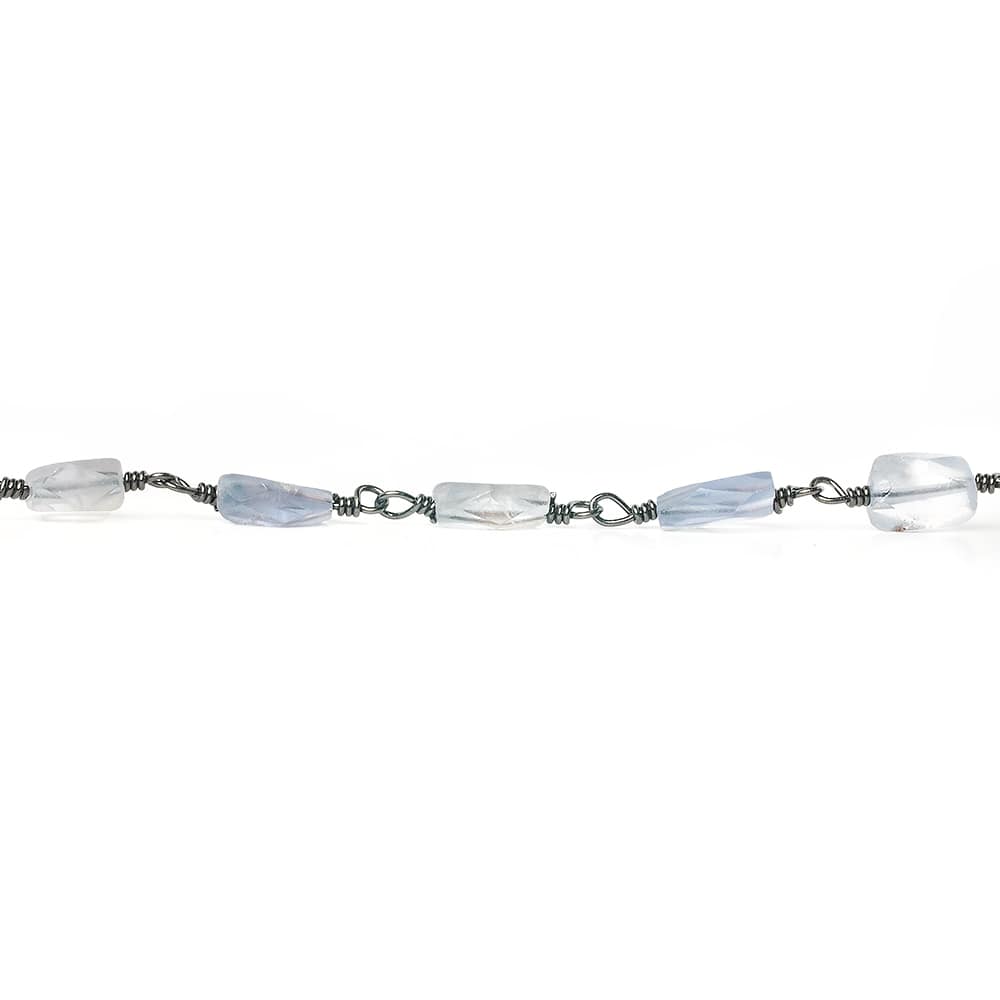 5x4mm Iolite faceted rectangle Black Gold Chain by the foot 27 pieces