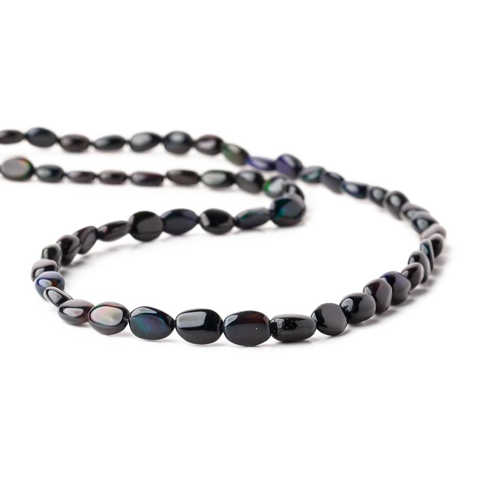 5x5-8x6mm Black Ethiopian Opal Plain Oval Beads 16 inch 60 pieces AAA
