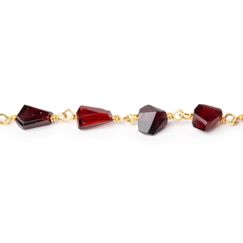 5x5-9x6mm Garnet Faceted Nuggets on Vermeil Chain