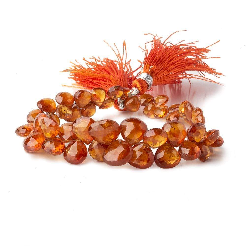 5x5-9x9mm Mandarin Garnet Heart Beads 7.5 inch 55 pieces AAA