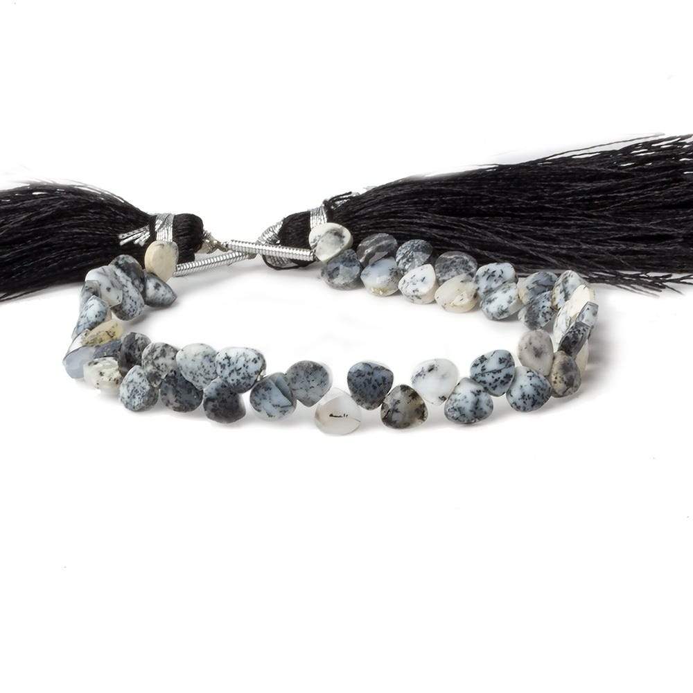 5x5mm Dendritic Opal Heart Micro-Briolette Beads 6 inch 54 pieces