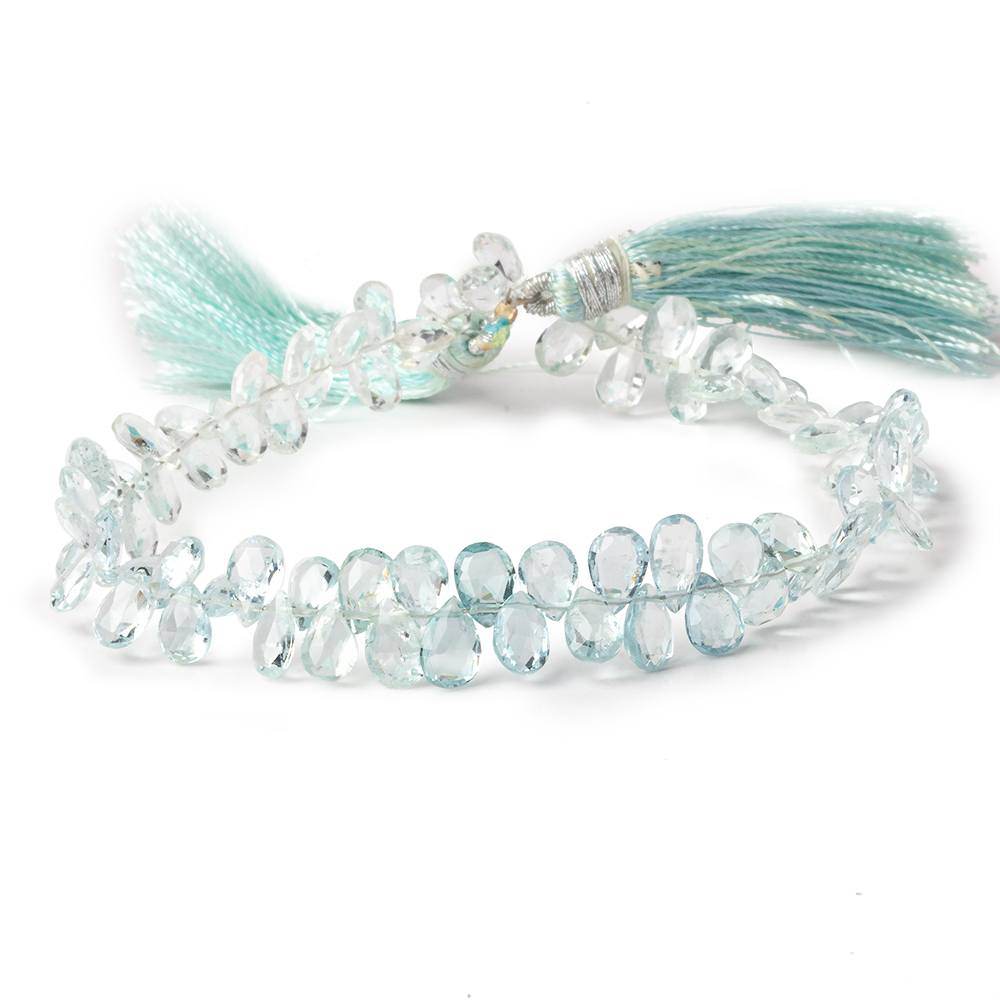 5x6-5x7mm Aquamarine Faceted Pear Beads 8 inch 76 pieces AA