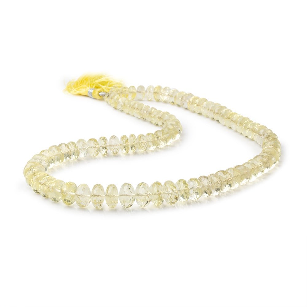 6-10.5mm Lemon Quartz Faceted Rondelles 16 inch 81 Beads AA