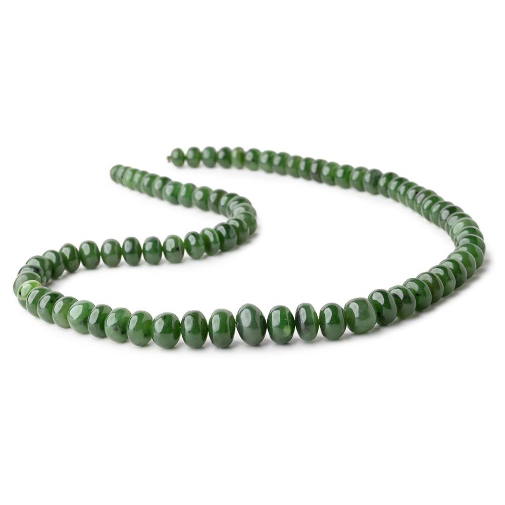 6-11mm Nephrite Jade Plain Rondelle Beads 18 inch 82 pieces