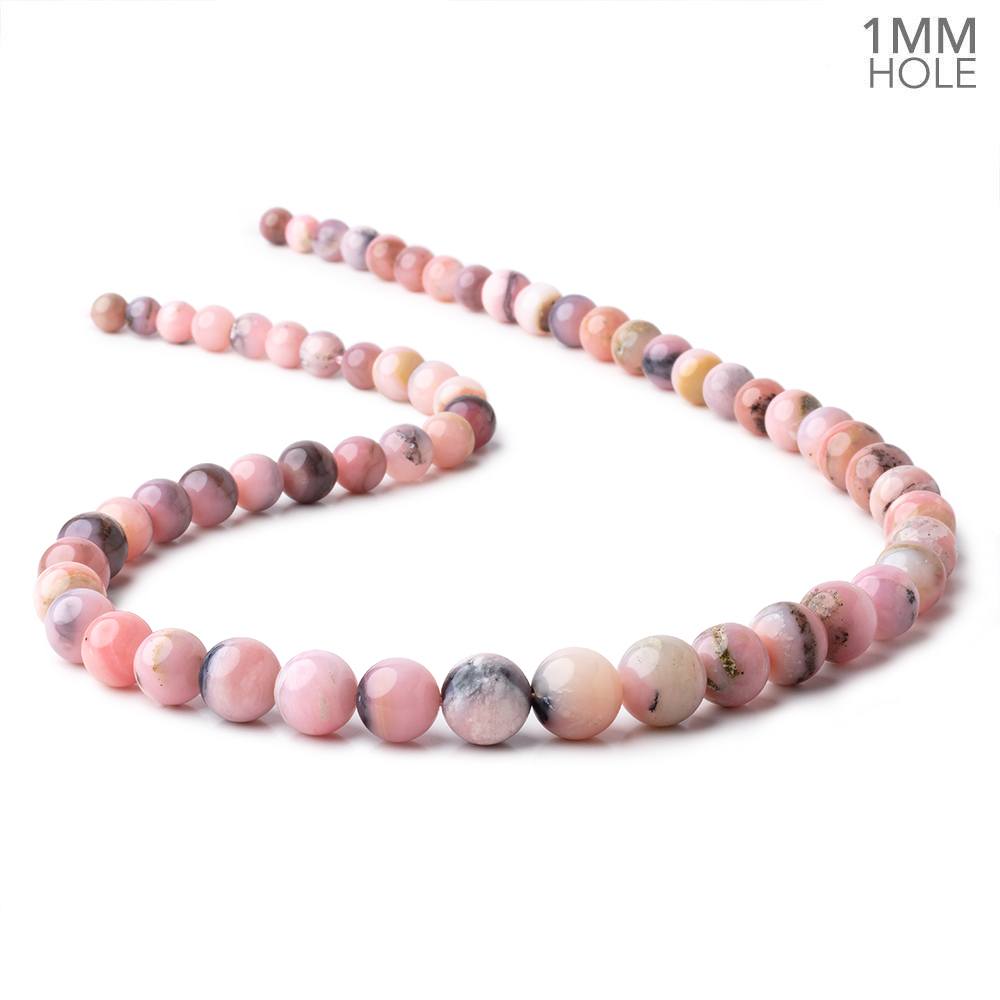 6-12mm Pink Peruvian Opal Plain Round Beads 20 inch 60 pieces AA 1mm Hole