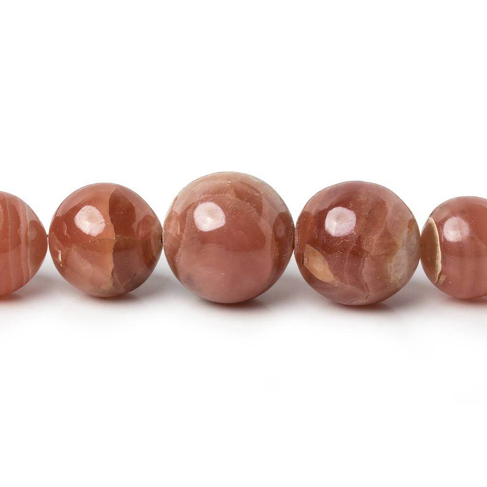 6-12mm Rhodochrosite Plain Round Beads 16 inch 50 pieces AAA