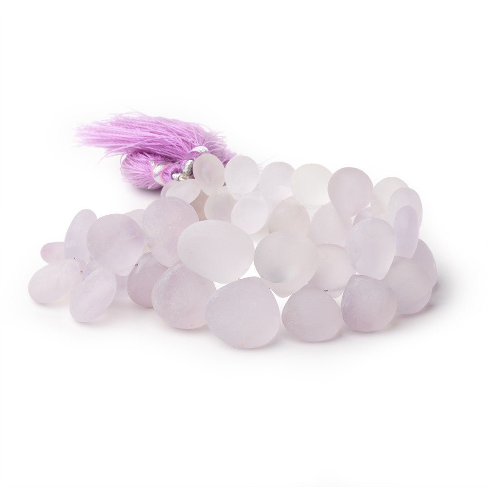 6-14mm Matte Pink Amethyst Plain Hearts 8 inch 41 Beads
