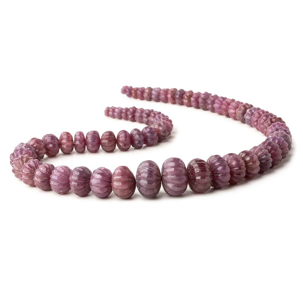 6-17mm Ruby hand carved Melon rondelles 16 inch 63 beads AA