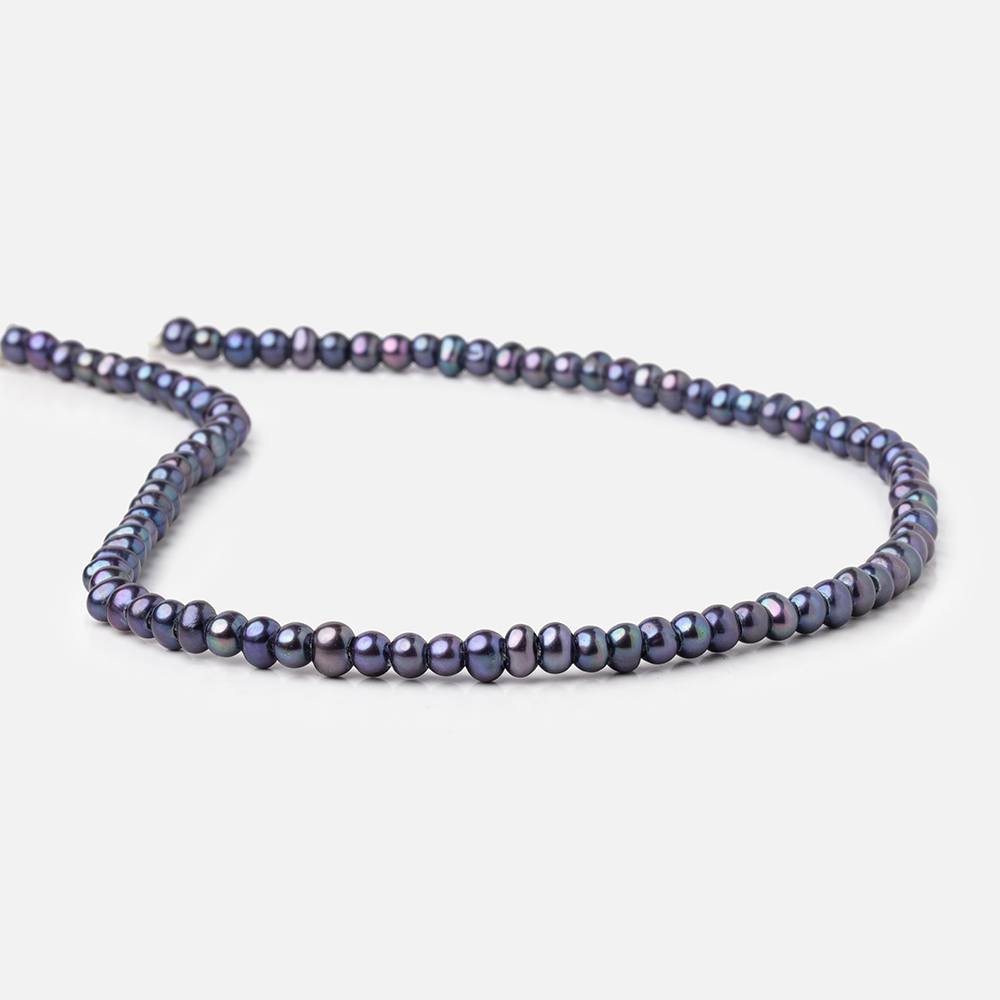 6-6.5mm Dark Purplish Blue Off Round 2.5mm Large Hole Pearls 15 inch 90 pieces
