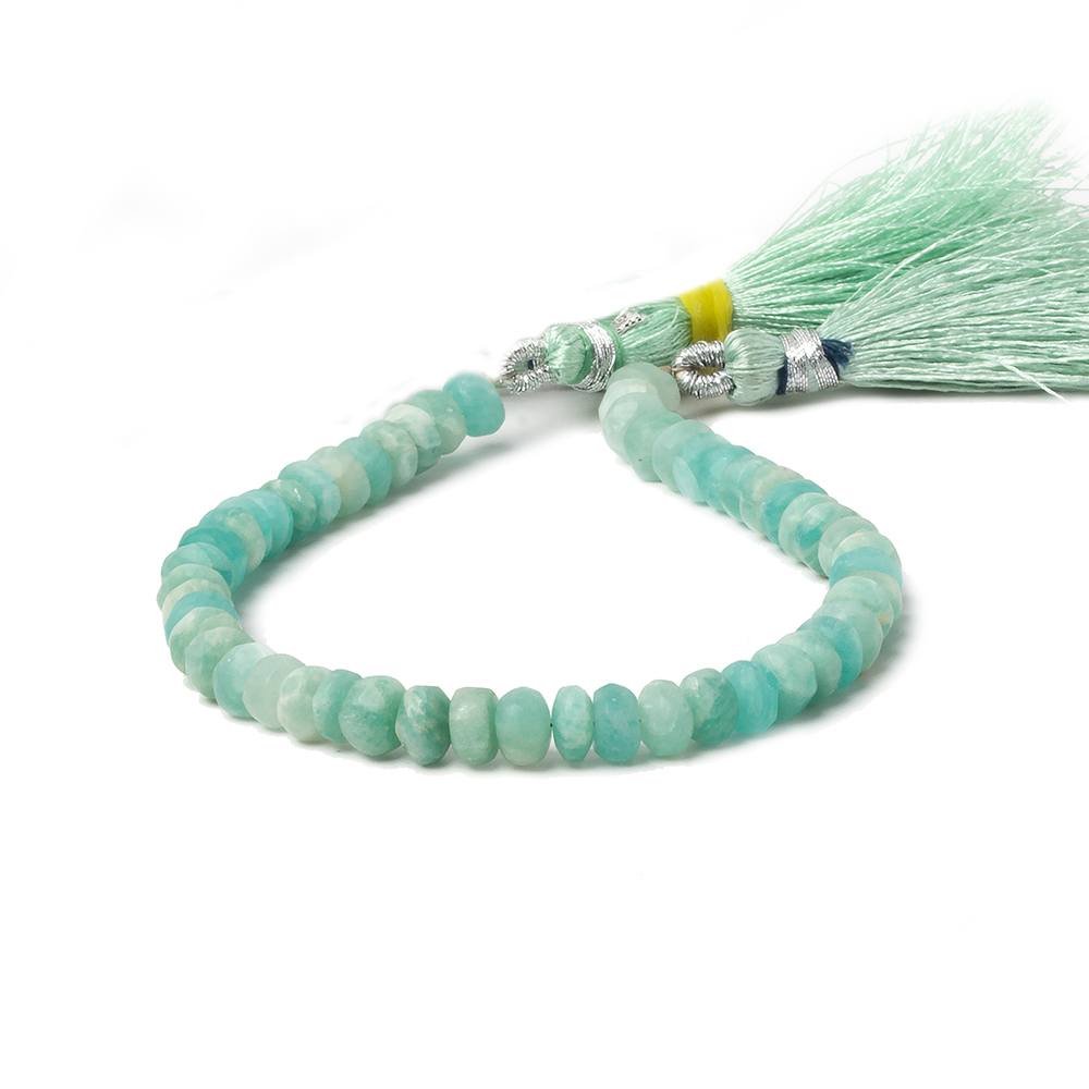 6-6.5mm Matte Amazonite plain rondelle beads 7.5 inch 46 pieces