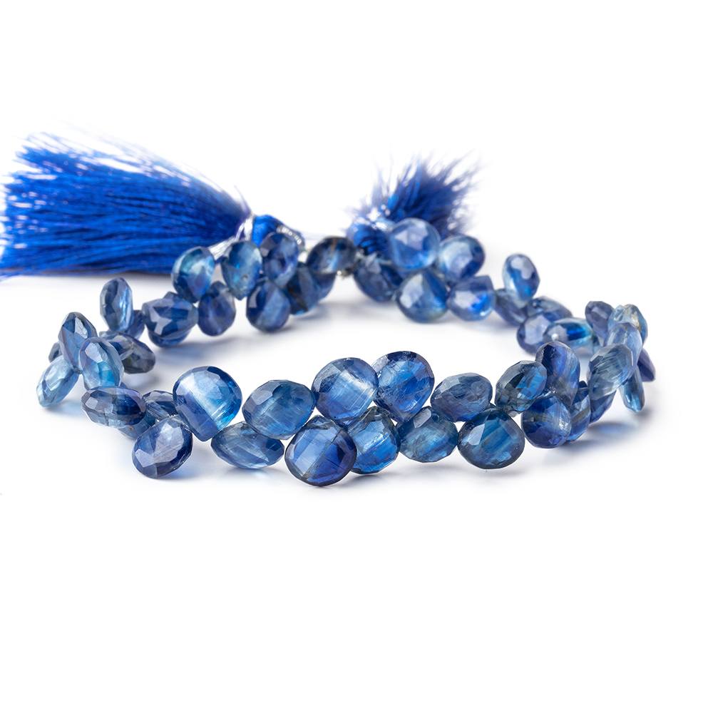 6-7.5mm Kyanite Faceted Heart Beads 7.5 inch 56 pieces AA