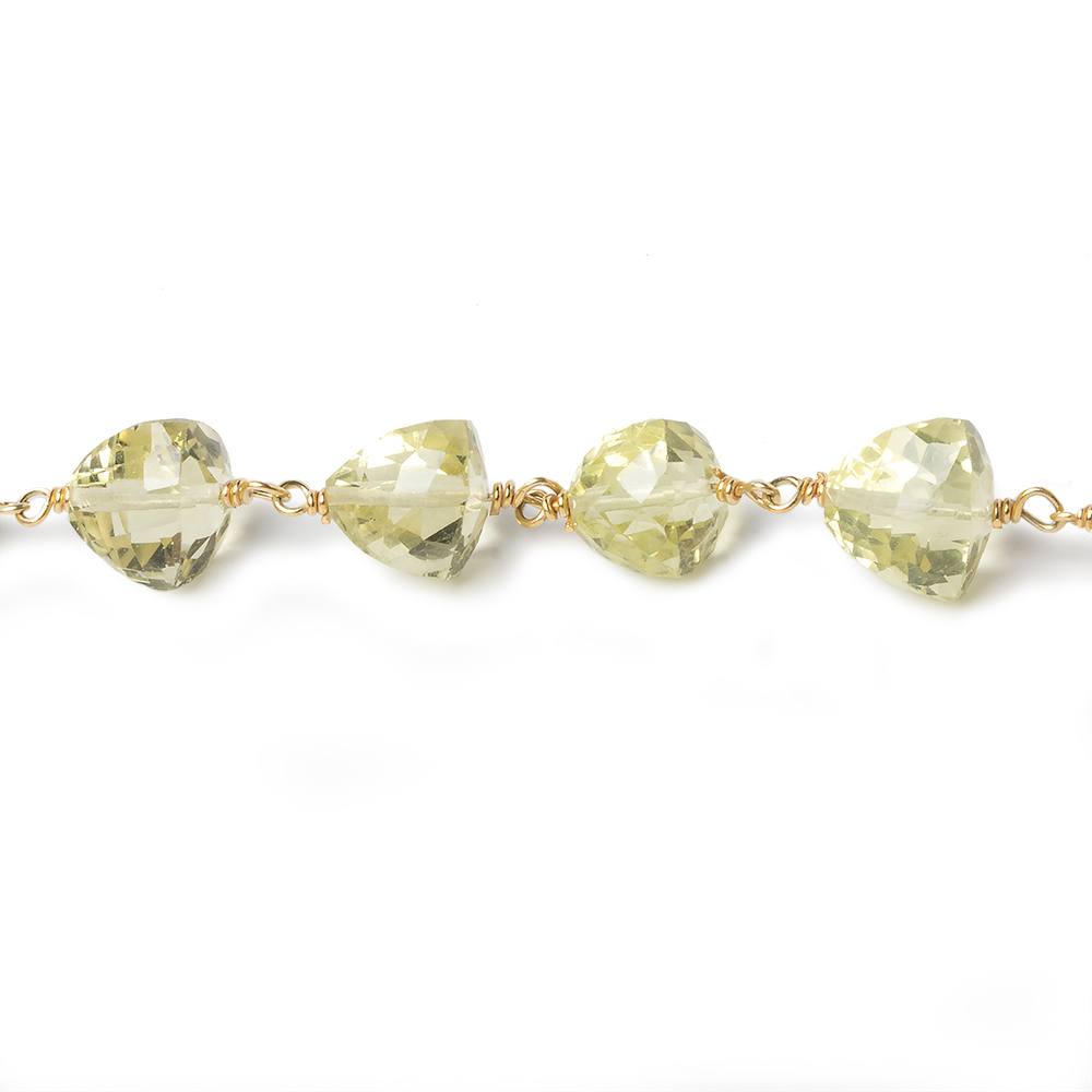 6-7.5mm Lemon Quartz faceted trillion Vermeil Chain by the foot 25 beads