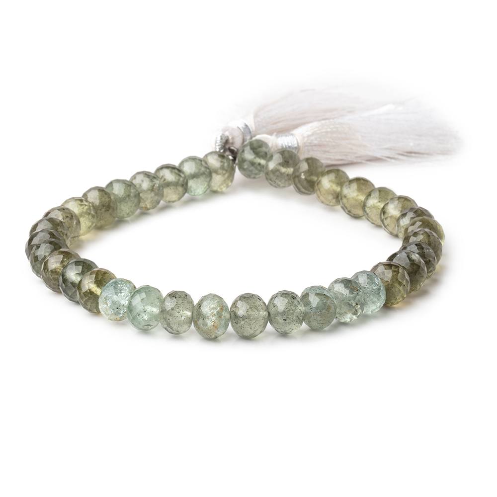 6-7.5mm Moss Aquamarine Faceted Rondelle beads 8 inch 36 pieces