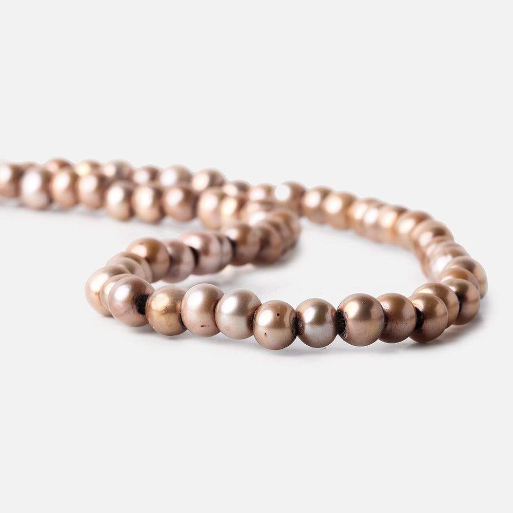 6-7mm Champagne Large Hole Off Round Freshwater Pearl 2.5mm drill hole, 15 inch, 75 pieces