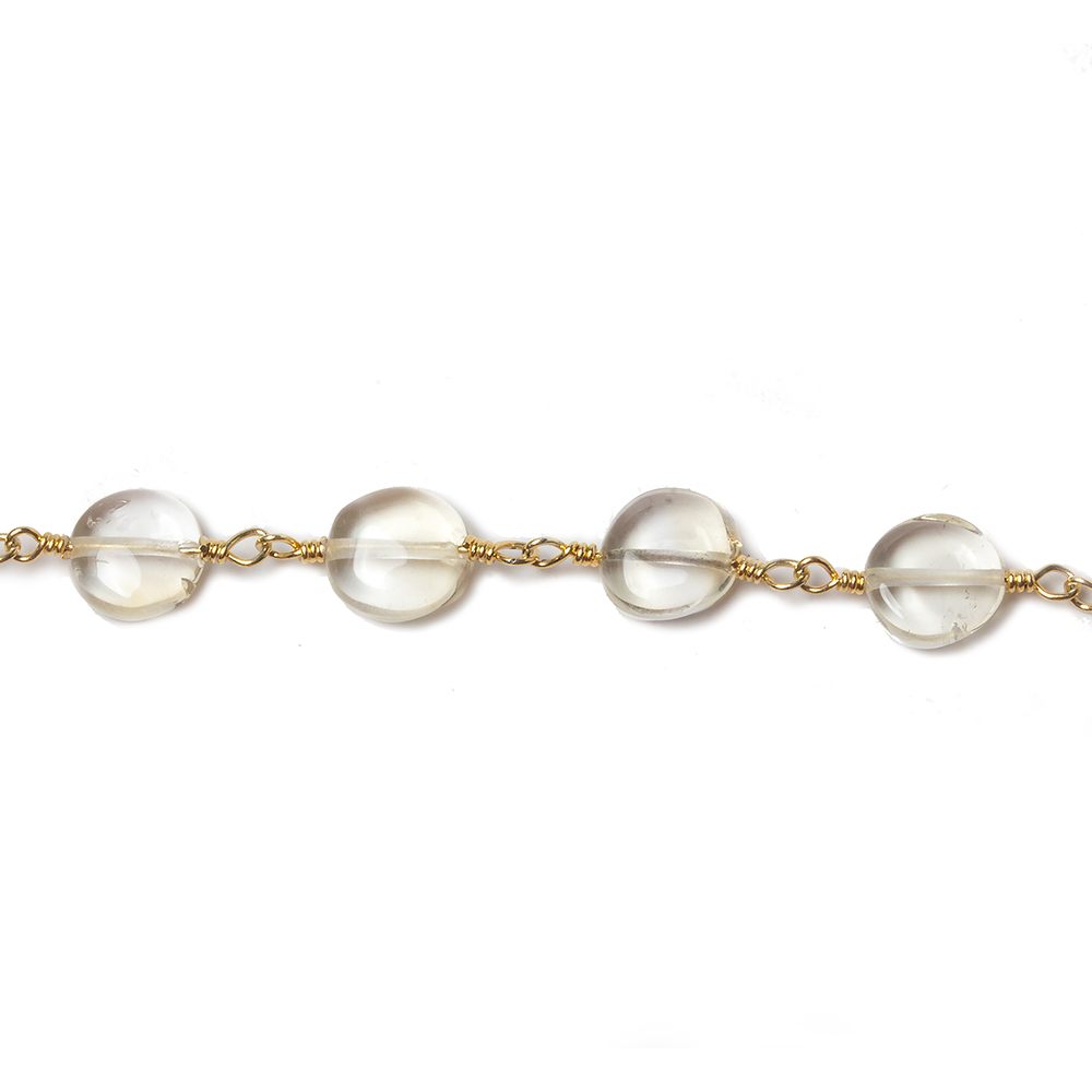 6-7mm Citrine plain coin Gold Chain by the foot