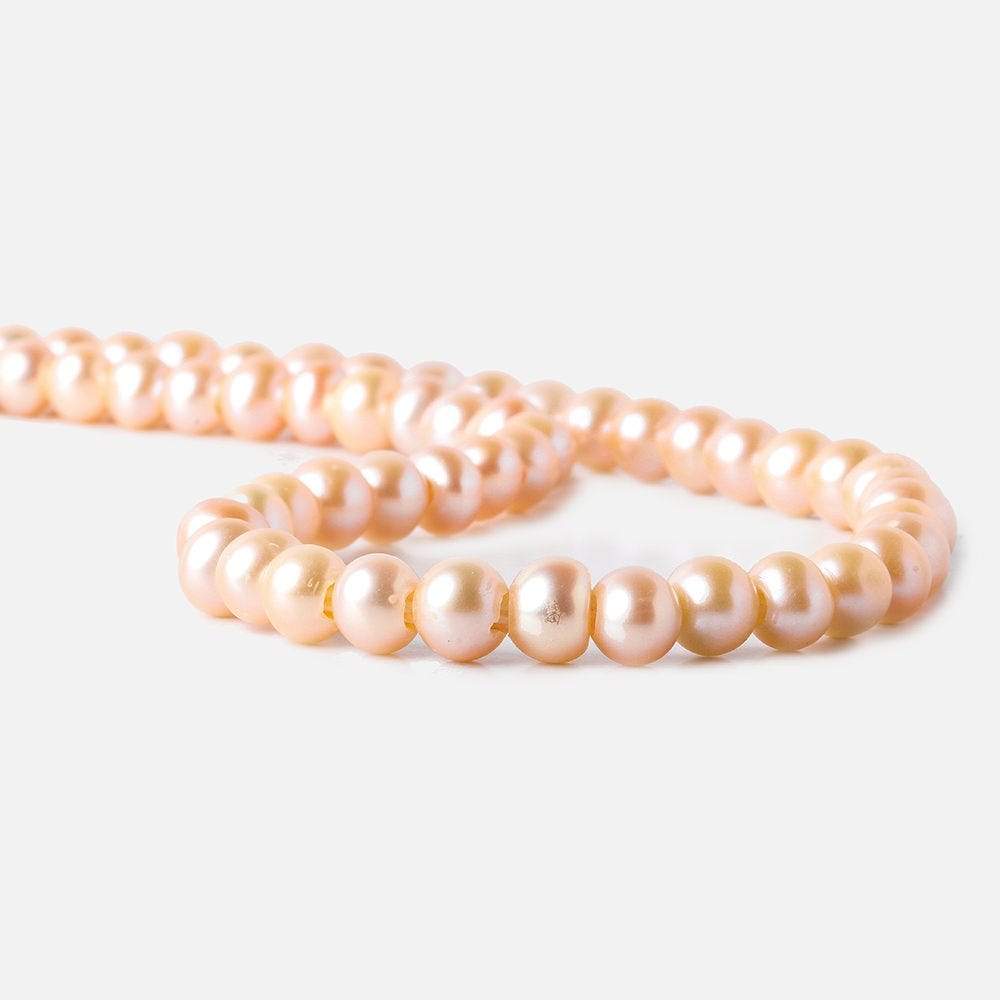 6-7mm Creamsicle Large Hole Off Round Freshwater Pearl 2.5mm drill hole, 15 inch, 75 pieces