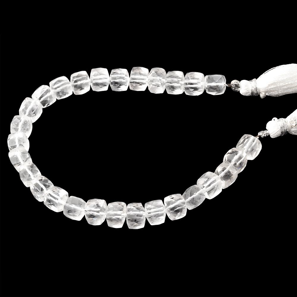 6-7mm Crystal Quartz Faceted Cubes 7.5 inch 27 Beads